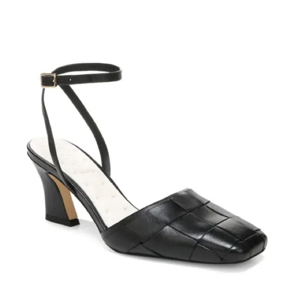 Franco Sarto square toe heel with ankle strap - sz 8, black